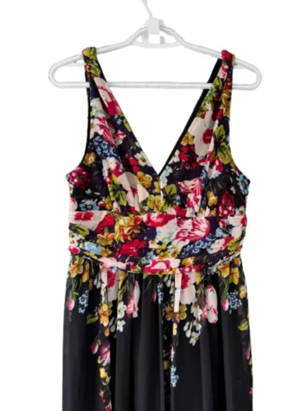 Ever Pretty floral sleeveless V-neck semi-formal maxi dress black women's size M - Picture 6 of 9